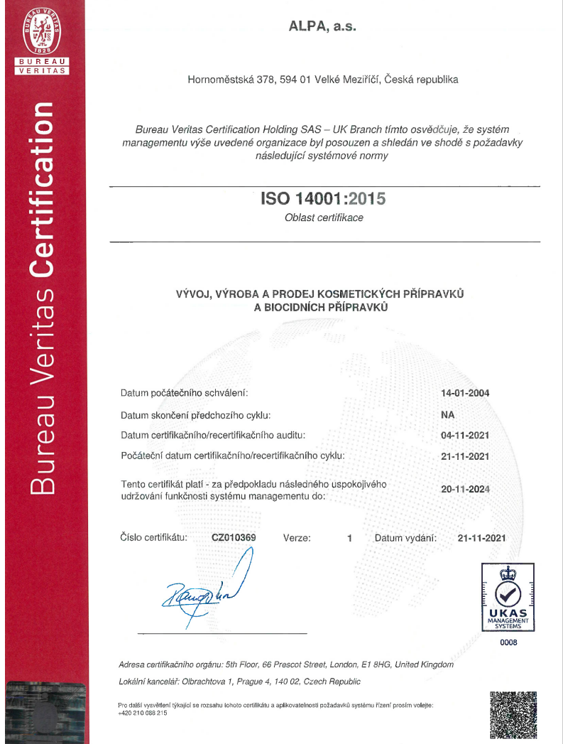 alpa iso 14001-2015